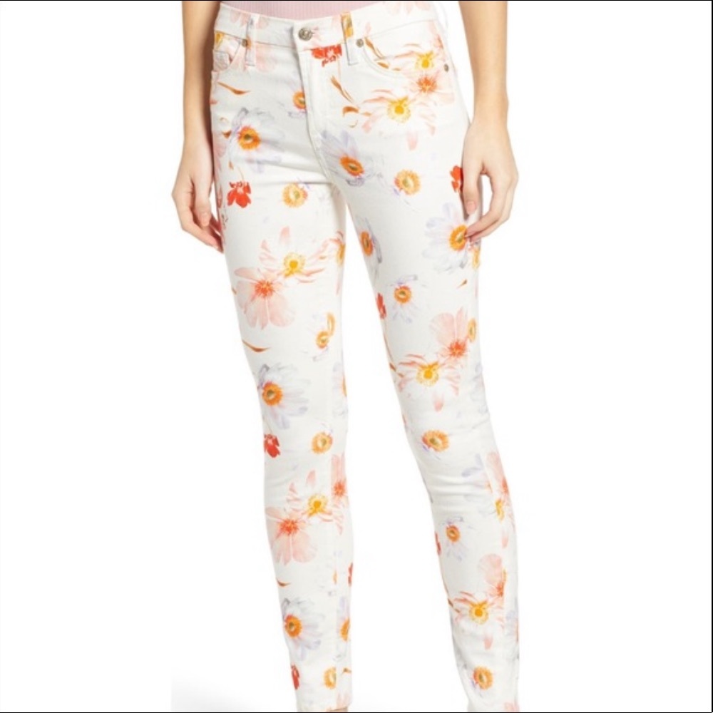 NWT 7 For All Man Kind Bow Blossoms Ankle Skinny Jeans. Size 26.